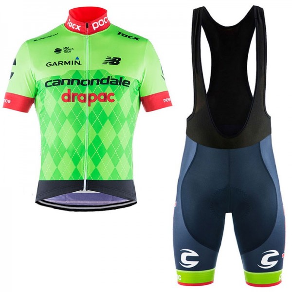 2017 Cannondale Drapac Team Fahrradbekleidung Satz Radtrikot Kurzarm+Kurz Trägerhose Schwarz