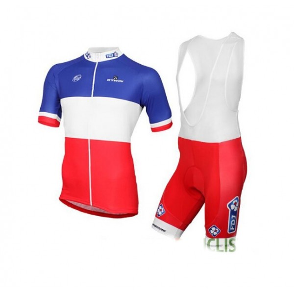 FDJ 2017 Fahrradbekleidung Satz Radtrikot Kurzarm+Kurz Trägerhose