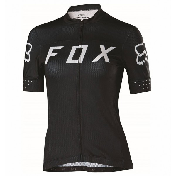 2017 Team FOX Damen Schwarz Weiß Radtrikot Kurzarm