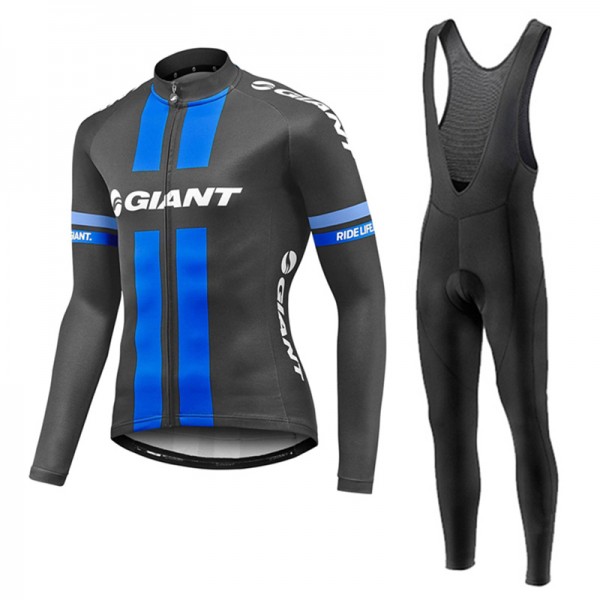 2017 Giant Blau Fahrradbekleidung Satz Radtrikot Langarm+Lang Trägerhose