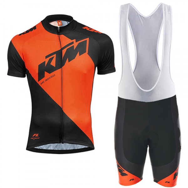 2017 KTM Fahrradbekleidung Satz Radtrikot Kurzarm+Kurz Trägerhose orange Schwarz
