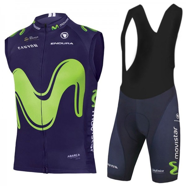 2017 Movistar ärmelloses Trikot+Kurz Trägerhose