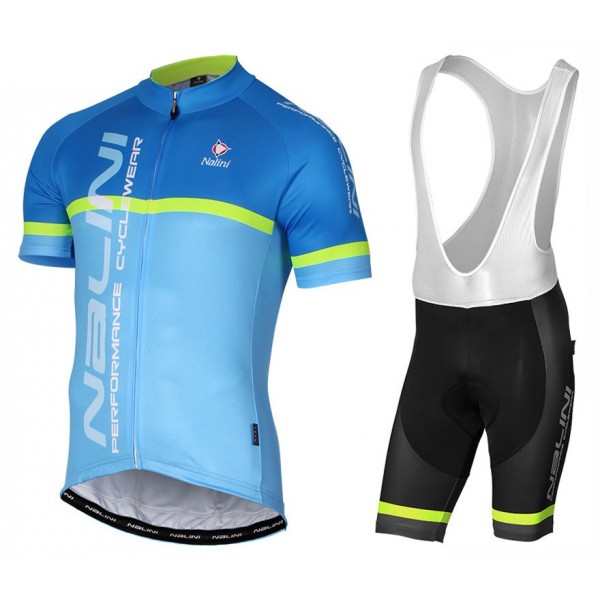 2017 Nalini PRO Brivio Blau Fahrradbekleidung Satz Radtrikot Kurzarm+Kurz Trägerhose