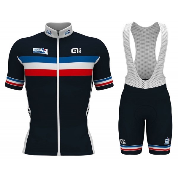 2017 France National Team Fahrradbekleidung Satz Radtrikot Kurzarm+Kurz Trägerhose