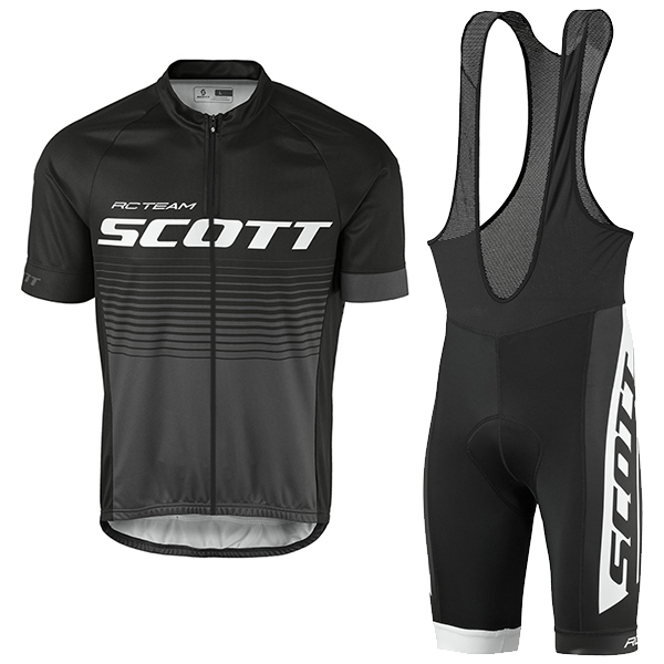 2017 Scott Rc Schwarz Grau Fahrradbekleidung Satz Radtrikot Kurzarm+Kurz Trägerhose