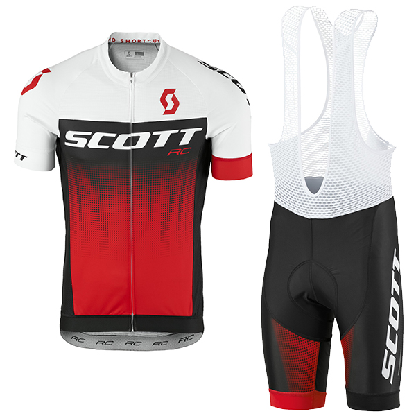 2017 Scott Rc Weiß Schwarz Rot Fahrradbekleidung Satz Radtrikot Kurzarm+Kurz Trägerhose