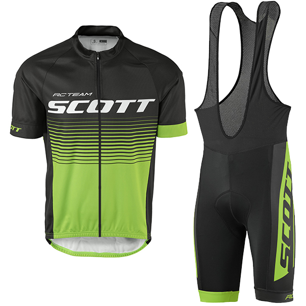 2017 Scott Rc Schwarz Grün Fahrradbekleidung Satz Radtrikot Kurzarm+Kurz Trägerhose