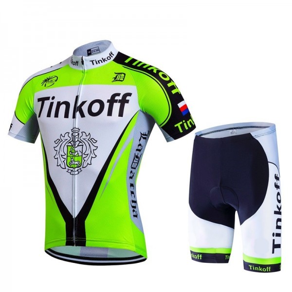 2017 Tinkoff Grün Fahrradbekleidung Satz Radtrikot Kurzarm+Kurz Radhose