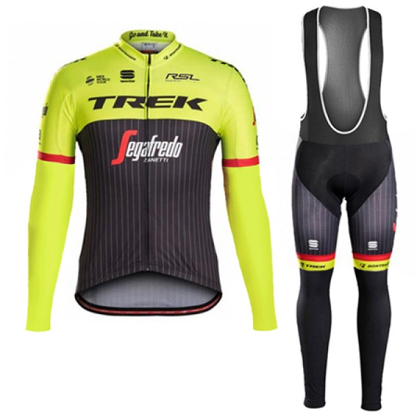 Trek Segafredo 2017 Fahrradbekleidung Satz Radtrikot Langarm+Lang Trägerhose Gelb