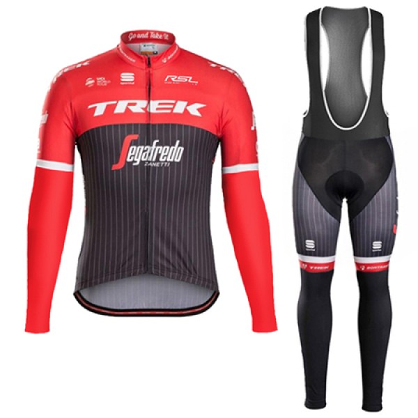 Trek Segafredo 2017 Fahrradbekleidung Satz Radtrikot Langarm+Lang Trägerhose Rot